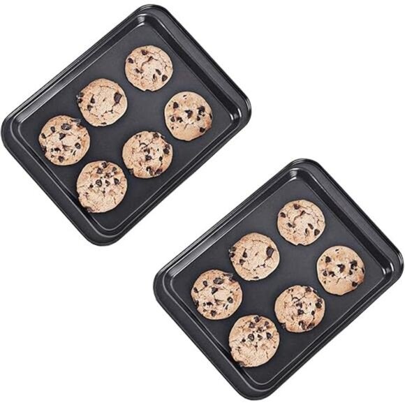 2 Small Baking Sheets 9.45 X 7.09 Inch (Inner 7.5x6) Mini Cookie Tray Toaster - Picture 7 of 7